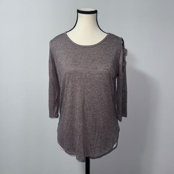 iZ Byer Cut-Out Sleeve Heather Gray Top women’s size medium - Picture 1 of 6
